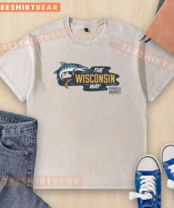 Nice The Wisconsin Way washed t-shirt displayed on a wooden background, featuring a trendy design and comfortable fit.