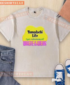 Funny 'Nice Tomodachi Life' T-shirt featuring a lobotomy theme, perfect for fans of quirky gaming apparel.