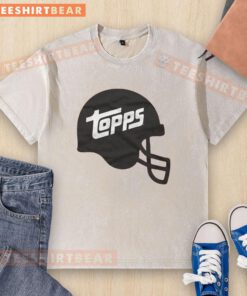 Alt Text: Nice Topps Football Helmet Washed T-Shirt showcasing a vintage design, perfect for football fans and casual wear.