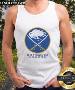 Official Buffalo Sabres ice hockey NHL Stanley Cup Playoffs big logo tank top for fans and athletes.