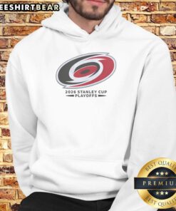 Official Carolina Hurricanes Ice Hockey NHL 2026 Stanley Cup Playoffs big logo hoodie with vibrant team colors.