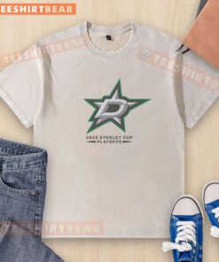 Official Dallas Stars Ice Hockey NHL Stanley Cup Playoffs big logo washed t-shirt, showcasing team spirit and style.