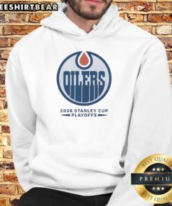 Official Edmonton Oilers Ice Hockey NHL Stanley Cup Playoffs big logo hoodie, perfect for fans and game day apparel.