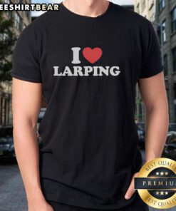 Alt Text: Official I Heart Larping heart shape T-shirt design, perfect for LARP enthusiasts and cosplay lovers.