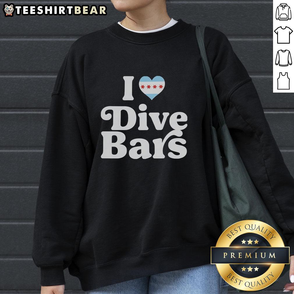 Official I Love Dive Bars Chicago Heart Shape Sweatshirt in cozy fabric, perfect for dive bar enthusiasts.
