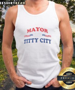 Official Mayor of Titty City tank top featuring a bold graphic design perfect for casual summer wear.
