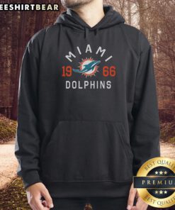 Official Miami Dolphins Heritage Print Hoodie featuring team logo and vibrant colors, perfect for fans and casual wear.