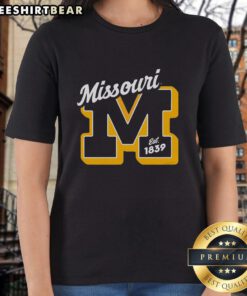 Vintage ladies tee featuring 'Official Missouri Est 1839' design, perfect for proud Missouri residents and fans.