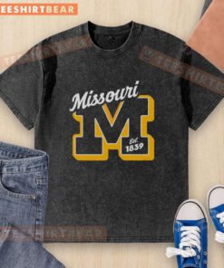 Vintage washed t-shirt featuring Official Missouri Est. 1839 design, perfect for showcasing Missouri pride.