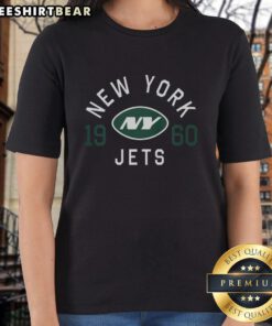 Alt Text: Official New York Jets Heritage Print Ladies Tee featuring team logo and vibrant design, perfect for fans.
