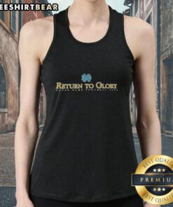 Alt Text: Official Notre Dame Fighting Irish Football Return to Glory 2002 tank top featuring team logo and vintage design.