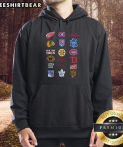 Official Twenty Four NHL Ice Hockey Logos Hoodie featuring vibrant team logos and a stylish design for fans.