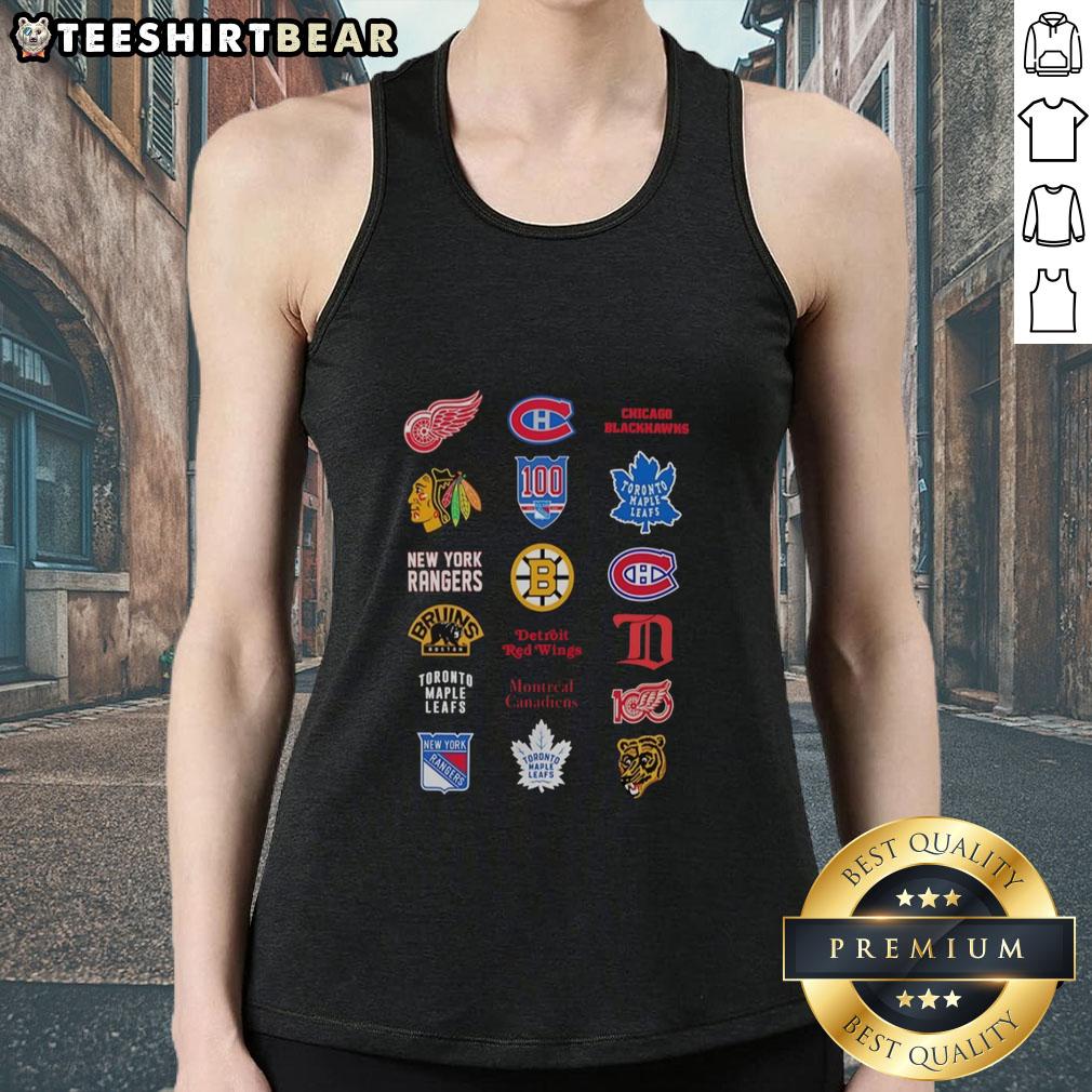 Official Twenty Four NHL Ice Hockey logos tank top featuring team logos in vibrant colors for fans and sports enthusiasts.