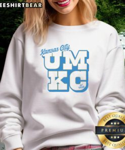 Alt Text: Vintage UMKC sweatshirt established in 1935, featuring classic design and university branding in navy blue.