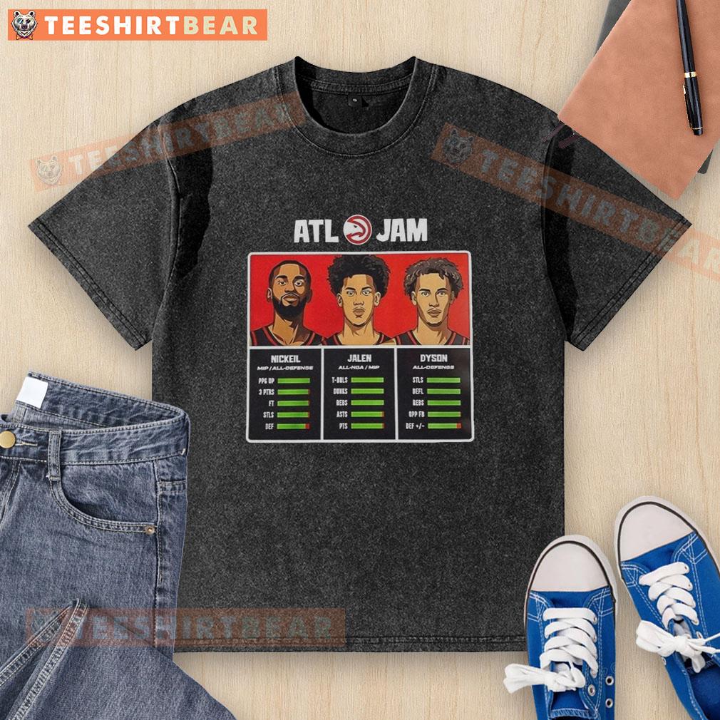 Original Atlanta Hawks Nickeil Jalen and Dyson ATL Jam washed t-shirt featuring vibrant team graphics and comfortable fit.