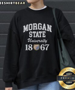 Original Morgan State Bears university mascot logo from 1967 on a vintage sweatshirt, showcasing school spirit and heritage.