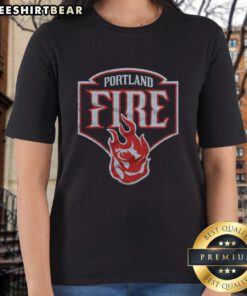 Original Portland Fire Logo Ladies Tee featuring vibrant design and comfortable fit for fans of the team.