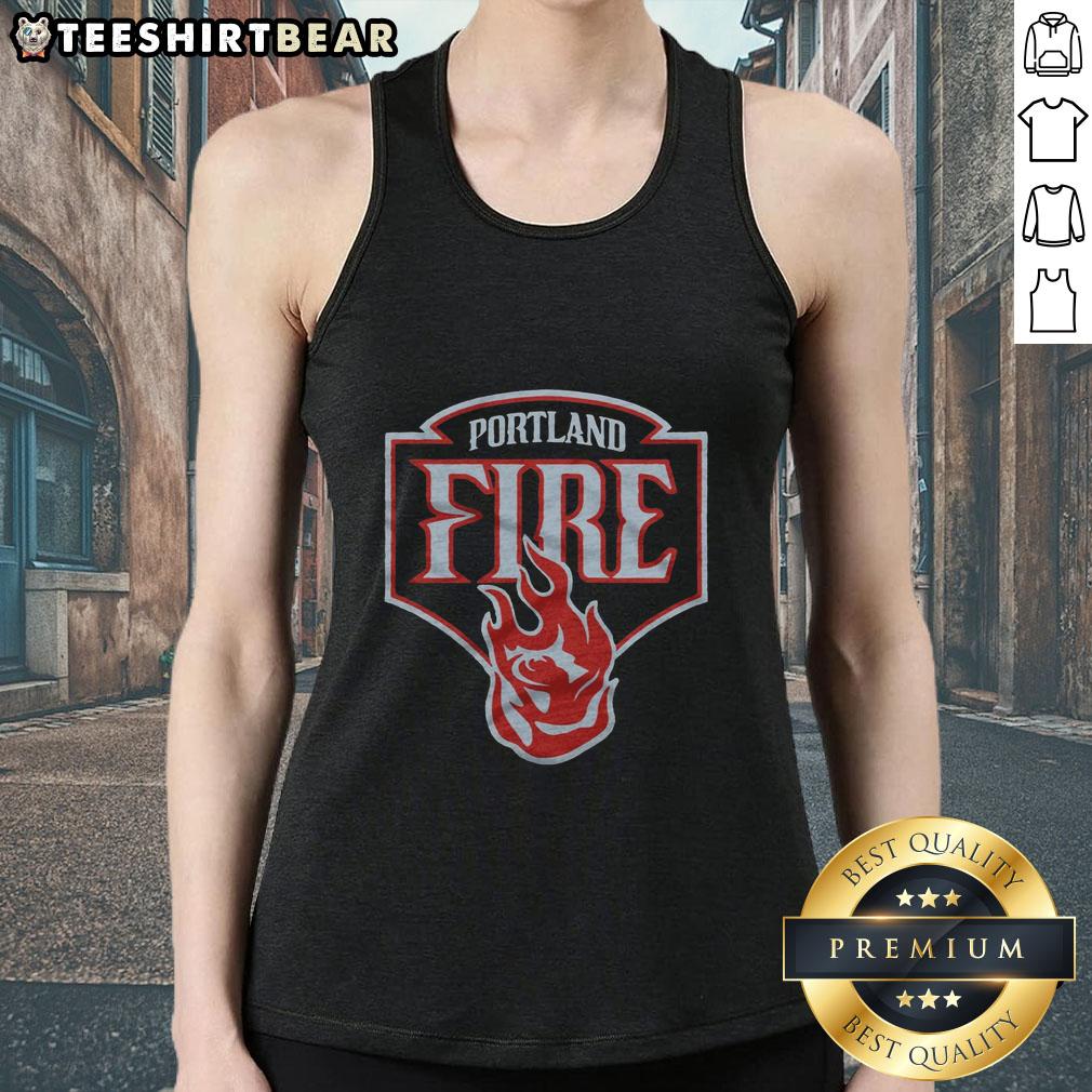 Original Portland Fire logo tank top featuring vibrant colors and a stylish design for fans and fashion enthusiasts.