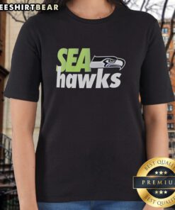 Original Seattle Seahawks football logo on a stylish ladies tee, perfect for fans and casual wear.