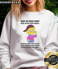 Original Simpson sweatshirt featuring 'Why Do Men Fart More Often Than Women?' humorous design for casual wear.