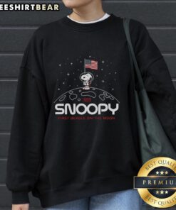 Original Snoopy First Beagle on the Moon 1969 Patriotic Sweatshirt featuring iconic Snoopy design in vibrant colors.