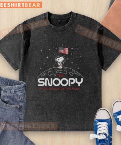 Original Snoopy First Beagle on the Moon 1969 patriotic washed t-shirt featuring iconic Snoopy design in vibrant colors.