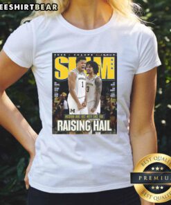 Alt Text: Original Trey McKenney Elliot Cadeau Michigan Wolverines 2026 Men's Basketball Slam 261 Magazine Ladies Tee