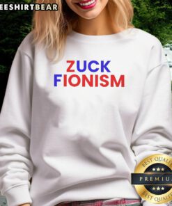 Premium Fck Zuck Fionism Sweatshirt in black, featuring bold graphic print and comfortable fit for casual wear.
