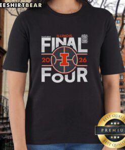 Premium Illinois Basketball 2026 Final Four NCAA Men's Basketball Ladies Tee featuring stylish design and team colors.