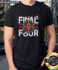 Premium Illinois Basketball 2026 Final Four NCAA Men's Basketball T-Shirt featuring team colors and logo design.