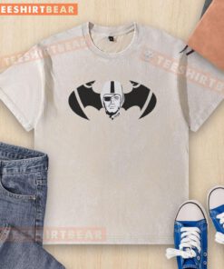 Alt Text: Premium Las Vegas Raiders x Batman logo washed t-shirt featuring a stylish design for fans of both brands.