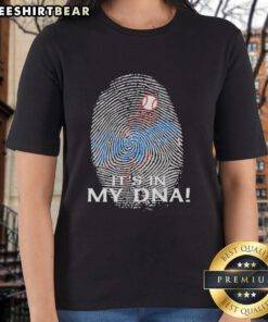 Premium Los Angeles Dodgers MLB 'It's In My DNA' fingerprint ladies tee, perfect for Dodgers fans and casual wear.