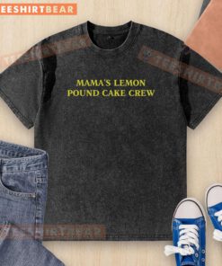 Premium Mamas Lemon Pound Cake Crew Washed T-Shirt in soft fabric, featuring a vibrant lemon graphic for stylish comfort.