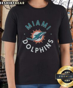 Premium Miami Dolphins Circle Ladies Tee in vibrant colors, perfect for fans showcasing team spirit and style.