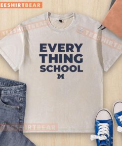 Alt Text: Premium Michigan Wolverines Everything School Logo Washed T-Shirt featuring a classic design perfect for fans.