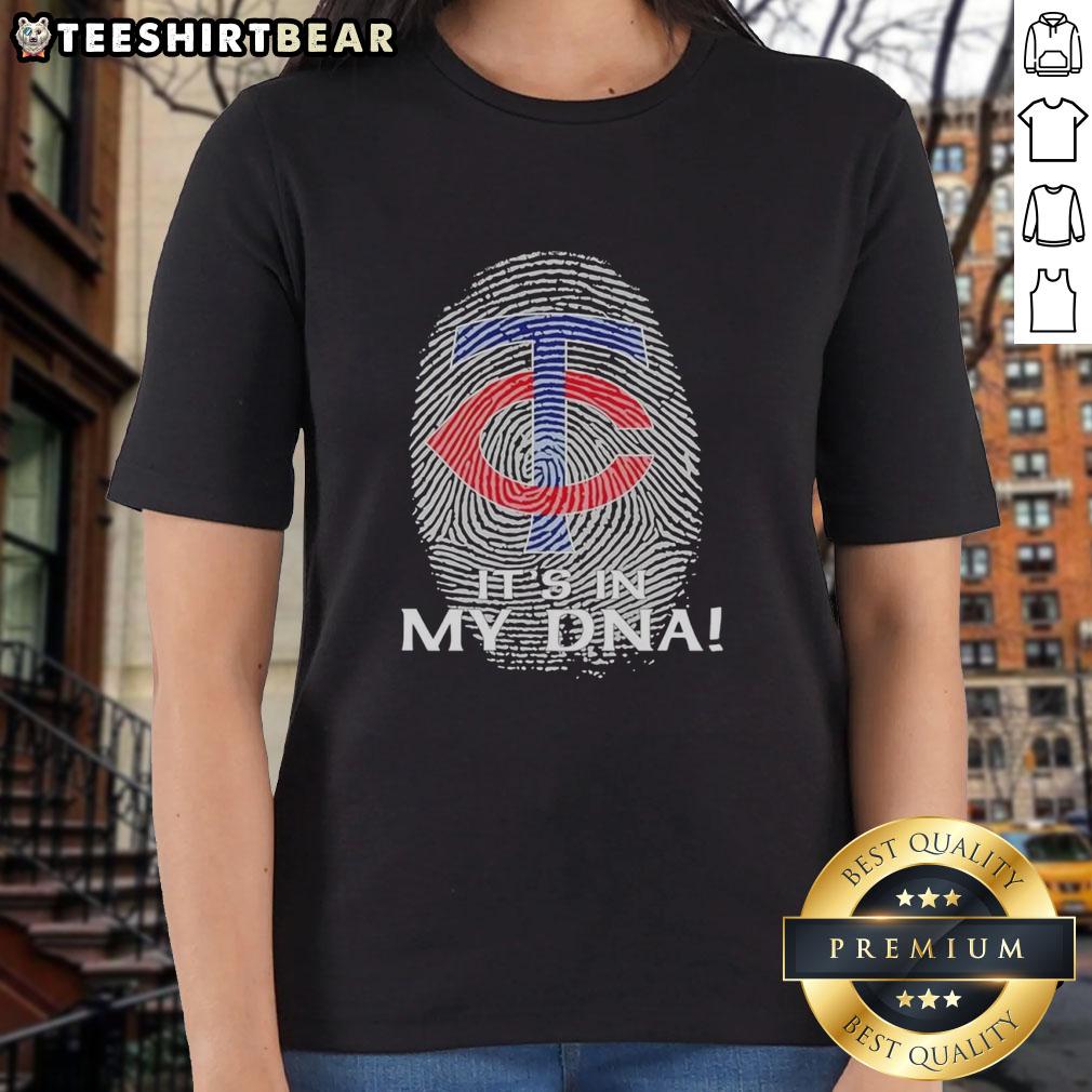 Premium Minnesota Twins baseball ladies tee featuring 'It's In My DNA' design, perfect for fans and casual wear.