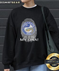 Premium Parramatta Eels Rugby sweatshirt featuring 'It's In My DNA' design, perfect for fans showcasing team pride.