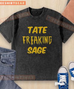 Premium Tate Freaking Sage Washed T-Shirt showcasing a stylish, relaxed fit in a trendy sage green color.