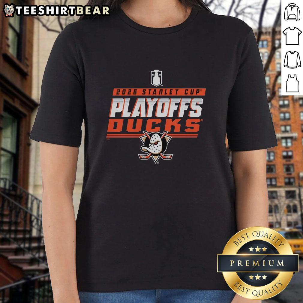 Pretty Anaheim Ducks Stanley Cup Playoffs 2026 ladies tee showcasing vibrant team colors and stylish design.