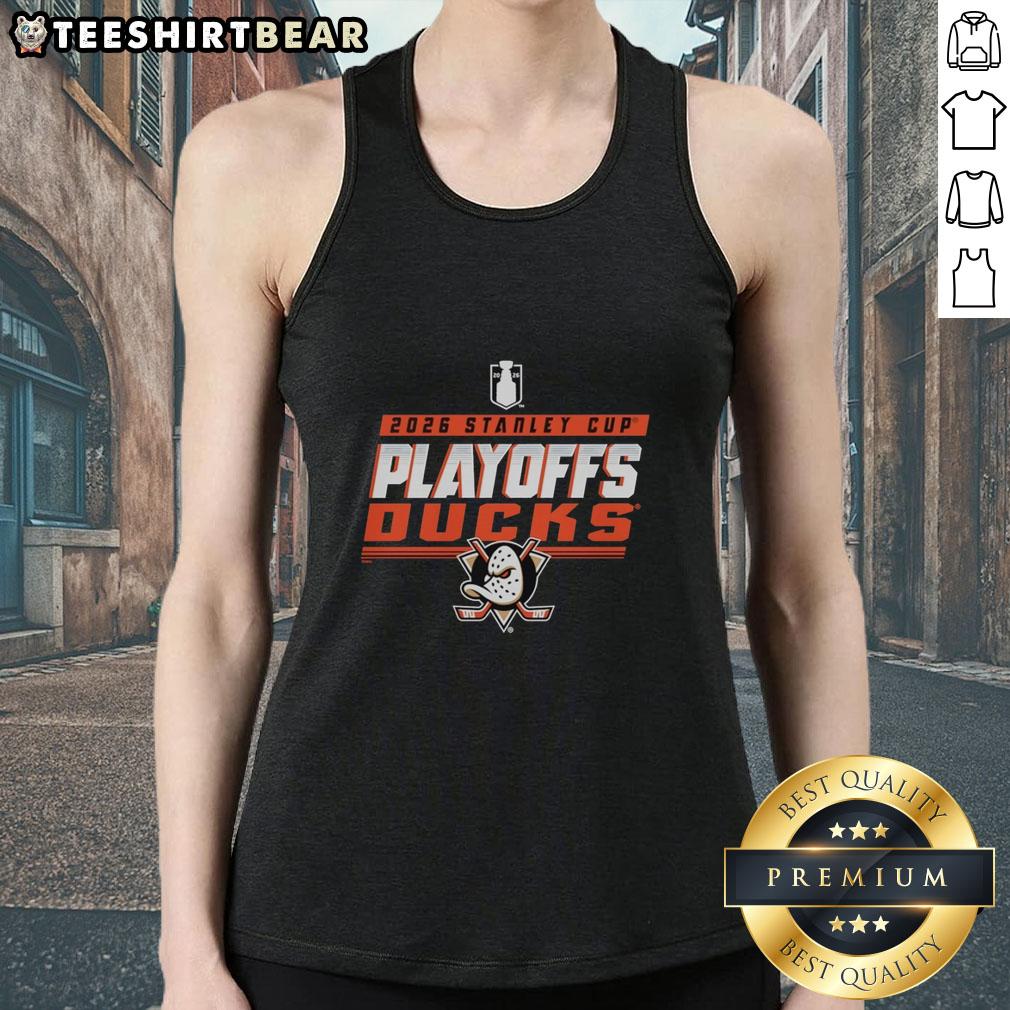 Stylish Anaheim Ducks Stanley Cup Playoffs 2026 tank top featuring team logo and vibrant colors for fans.