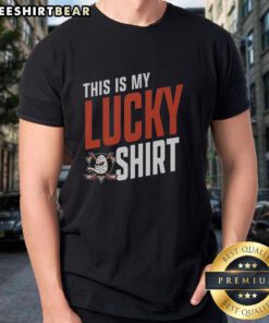 Alt Text: Pretty Anaheim Ducks This Is My Lucky T-Shirt featuring vibrant colors and team logo, perfect for game day.