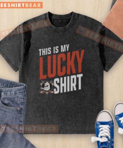 Anaheim Ducks lucky washed t-shirt featuring vibrant team colors and logo, perfect for game day wear.