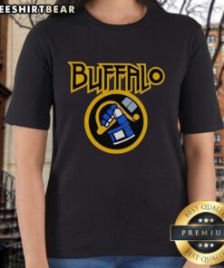 Pretty Buffalo H E Double Hockey Sticks Ladies Tee showcasing a stylish graphic design on a comfortable shirt.