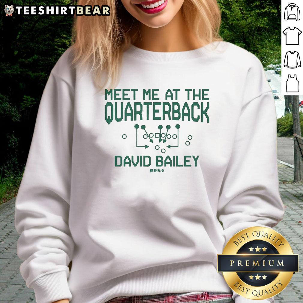 Alt Text: Stylish Pretty David Bailey 'Meet Me At The Quarterback' sweatshirt featuring trendy design and vibrant colors.