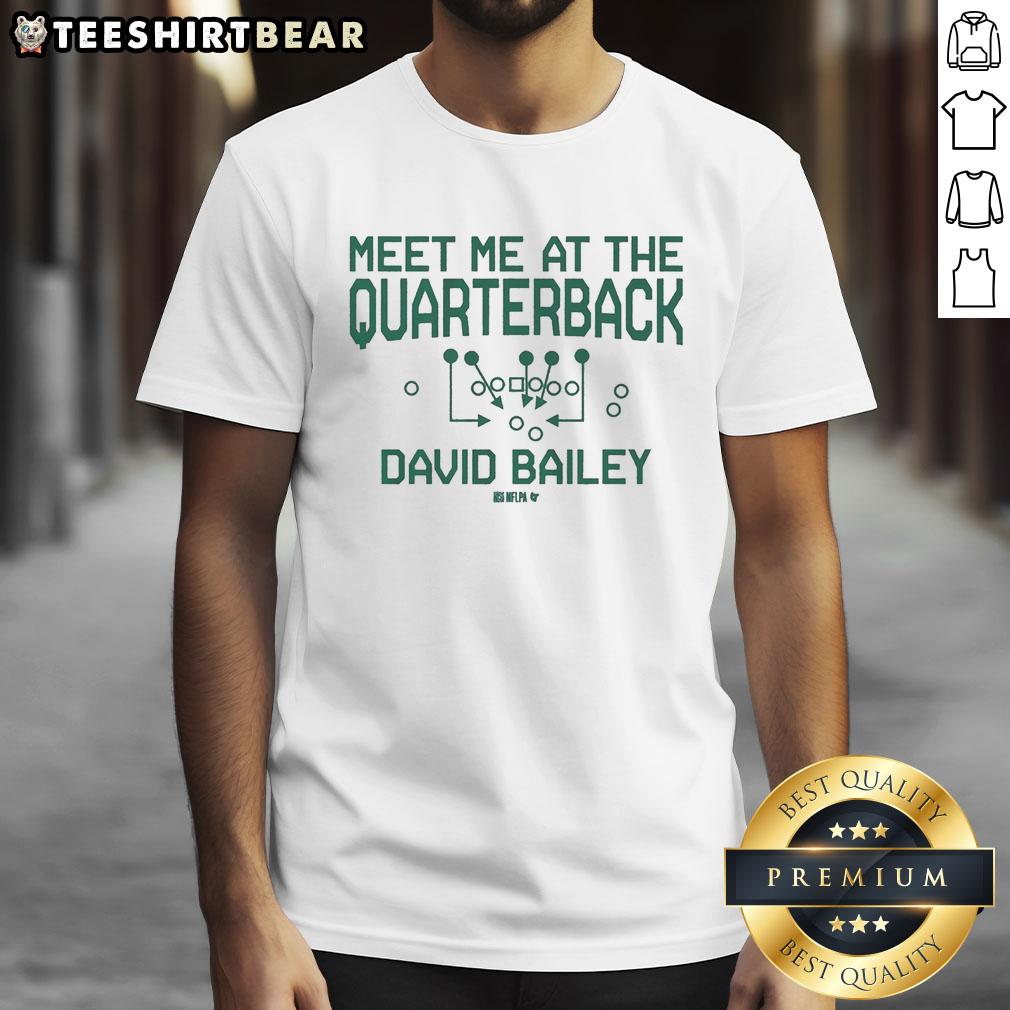 Alt Text: Stylish 'Pretty David Bailey Meet Me At The Quarterback' T-Shirt featuring bold graphics and a modern design.