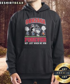 Pretty Peanuts characters on Gonzaga Bulldogs NBA hoodie: 'Forever Not Just When We Win' design for fans.