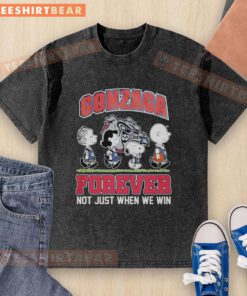 Pretty Peanuts characters with Gonzaga Bulldogs logo on a 'NBA Forever' t-shirt, celebrating fandom beyond winning.