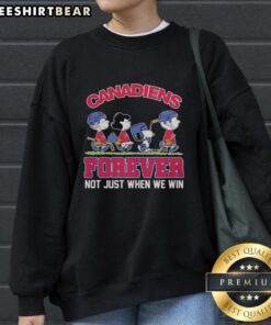 Alt Text: Pretty Peanuts Characters X Montreal Canadiens NHL sweatshirt, perfect for fans celebrating hockey all season long.