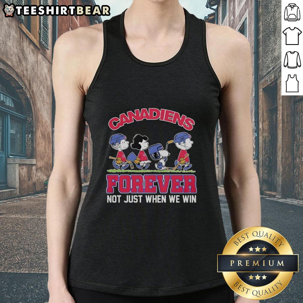 Pretty Peanuts characters celebrate Montreal Canadiens NHL spirit on a stylish tank top, perfect for fans year-round.