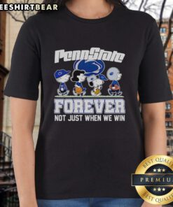 Pretty Peanuts characters with Penn State Nittany Lions logo on a ladies tee, celebrating NFL spirit beyond wins.
